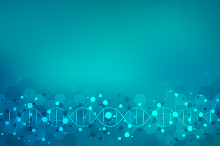 DNA strand and molecular structure. Genetic engineering or laboratory research. Background texture for medical or scientific and technological design. Vector illustrationのイラスト素材