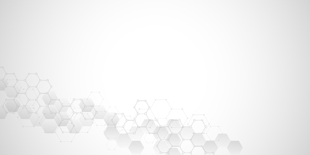 Geometric background texture with molecular structures and chemical engineering. Abstract background of hexagons pattern. Vector illustration for medical or scientific and technological modern designのイラスト素材