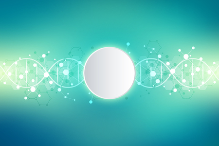 DNA strand and molecular structure. Genetic engineering or laboratory research. Background texture for medical or scientific and technological design. Vector illustrationのイラスト素材