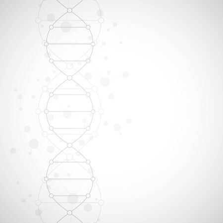 DNA strand background and genetic engineering or laboratory research. Medical technology and science conceptのイラスト素材