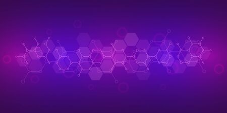 Abstract background of science and innovation technology. Technical background with molecular structures and chemical engineering.のイラスト素材