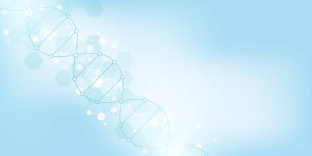 DNA strand background and genetic engineering or laboratory research. Medical technology and science concept.のイラスト素材