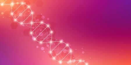 DNA strand background and genetic engineering or laboratory research. Medical technology and science concept.のイラスト素材