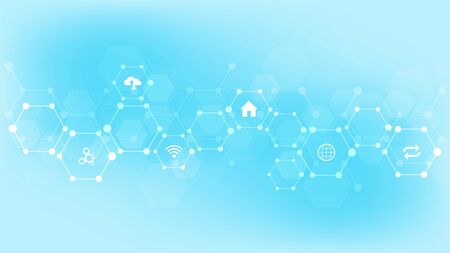Technology background with flat icons and symbols. Concept and idea for internet of things,...