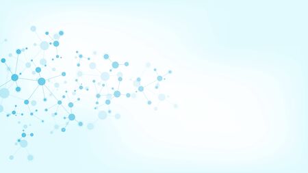 Abstract background of molecules. Molecular structures or DNA strand, genetic engineering, neural network, innovation technology, scientific research. Technological, science and medicine conceptのイラスト素材