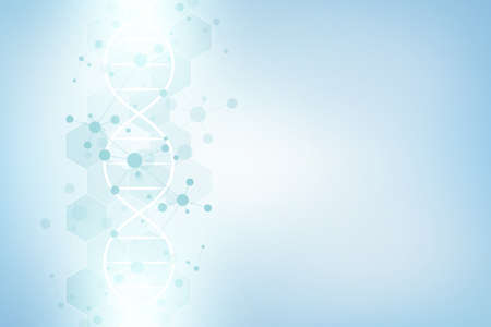 DNA strand and molecular structure. Genetic engineering or laboratory research. Background texture for medical or scientific and technological designの写真素材