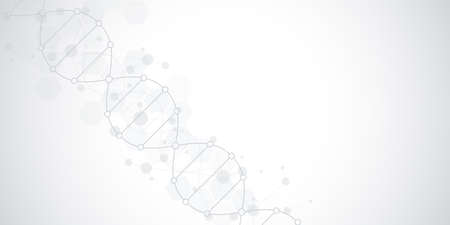 DNA strand and molecular structure. Genetic engineering or laboratory research. Background texture for medical or scientific and technological designの写真素材