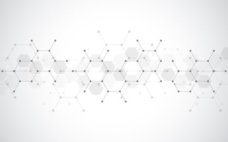 Geometric abstract background with hexagons pattern. Concepts and ideas for technology, science, and medical design. Vector illustration.のイラスト素材