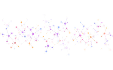 Vector illustration of molecular structure and genetic engineering, molecules DNA, neural network, scientific research. Abstract background for innovation technology, science, healthcare, and medicineのイラスト素材