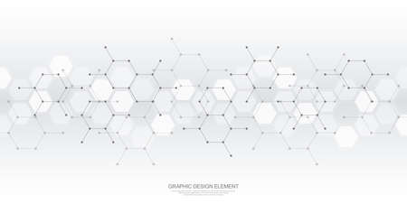 Abstract geometric background with hexagons pattern. The design element of hexagonal shapeのイラスト素材