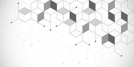 Abstract geometric background with isometric blocks, polygon shape patternの写真素材