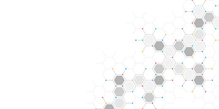 Genetic engineering and molecular structure, hexagon DNA network, science chemical and biotechnology...