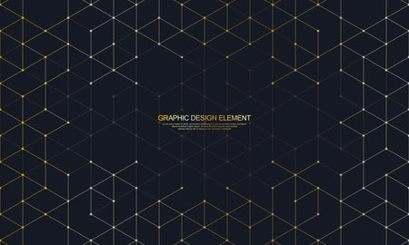 The graphic design elements with isometric shape golden blocks. Vector illustration of abstract geometric backgroundのイラスト素材