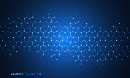 Abstract technology background and design element with hexagons pattern and geometric shapesのイラスト素材