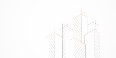 Architectural drawing with building constructionの写真素材