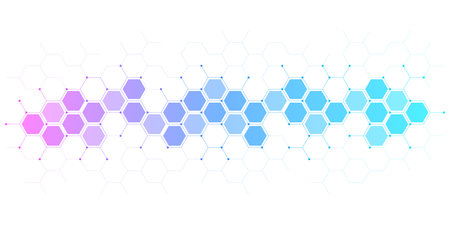 Genetic engineering and molecular structure, hexagon DNA network, science chemical and biotechnology...