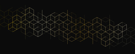 The graphic design elements with isometric shape golden blocks. Abstract geometric backgroundの写真素材