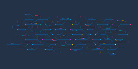 Circuit board texture with communication technology concept. Creative vector illustrationのイラスト素材