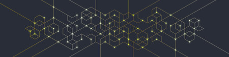 Abstract design element with geometric background and golden hexagons shape patternのイラスト素材