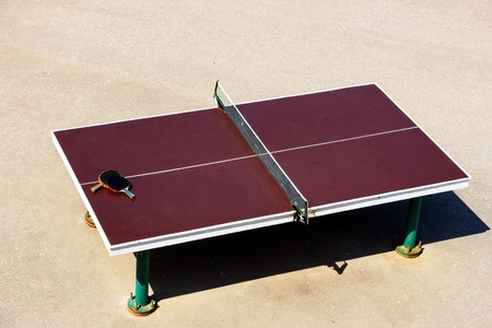 Rackets for table tennis, ping-pong are on the tableの写真素材