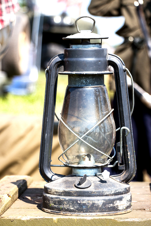Old kerosene lamp. Antique Vintage Oil lanternの写真素材