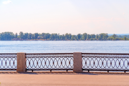 The fence on the Volga river embankmentの写真素材