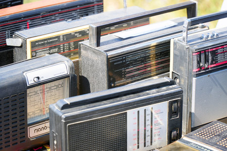 Samara, Russia - August 18, 2018: Old transistor radiosのeditorial素材