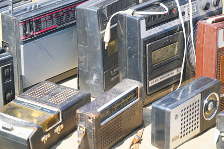 Samara, Russia - August 18, 2018: Old transistor radios