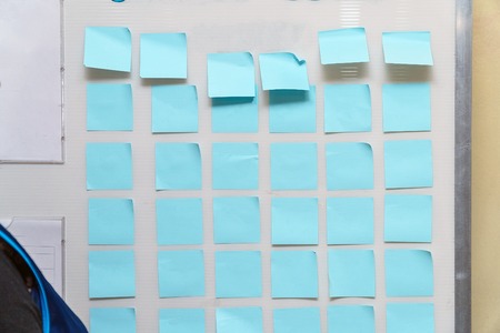 Stickers on the Bulletin Board. Reminder stickers on the Boardの写真素材