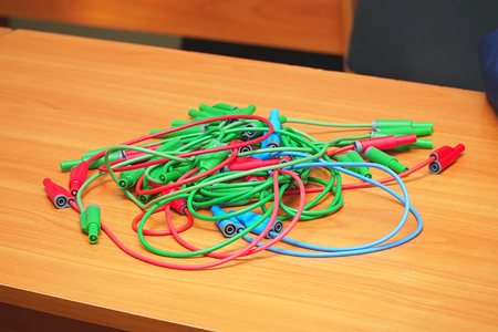 Electrical Plastic wires and connectors on the table