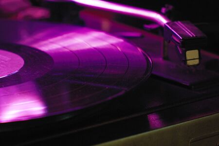 Old record player. Selective focus. Soft focus