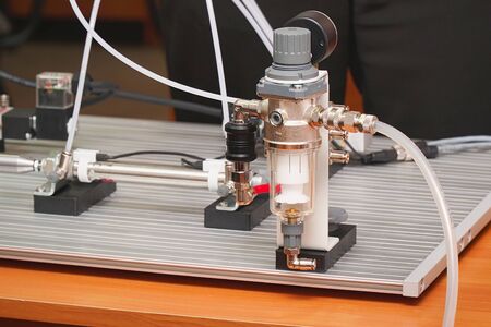 A small laboratory bench for experiments. Selective focus