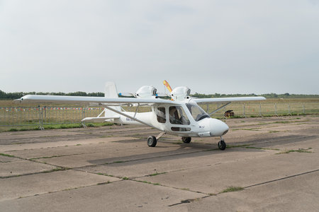 Samara, Russia - August 17, 2019: Light sports aircraft parked at the aerodrome into the parking lot