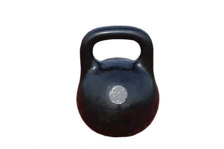 Black kettlebell isolated on white backgroundの写真素材