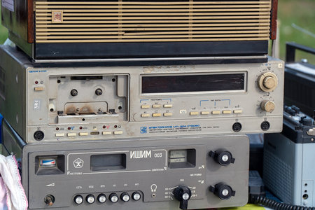 Samara , Russia - August 17, 2019: Old household radio equipmentのeditorial素材