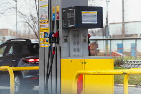 Samara, Russia - November 10, 2019: Gas station. Fuel pumps at petrol stationのeditorial素材