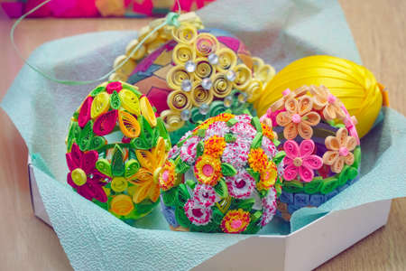 Beautiful Multicolored Easter eggs decorated by hand