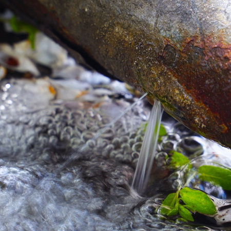 Water leak or breakthrough rusty pipeの写真素材