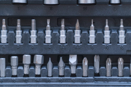 A set of torx tools, socket wrenches, screwdrivers and other tools. A tool for car repair. Selective focusの写真素材