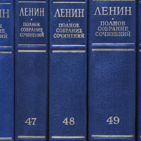 Chapaevsk, Samara region, Russia - December 24, 2020: The collected works of V. I. Lenin on the shelf in the libraryのeditorial素材