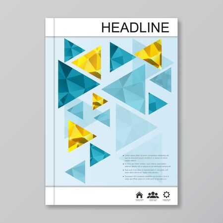 Modern vector templates for brochure, cover magazine or report in A4 size. Abstract geometric background with triangles.のイラスト素材