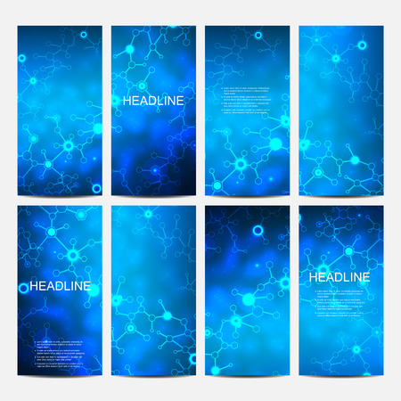 Abstract geometric banners molecule and communication. Science and technology design, structure DNA, chemistry, medical background, business and website templates. Vector illustration,のイラスト素材