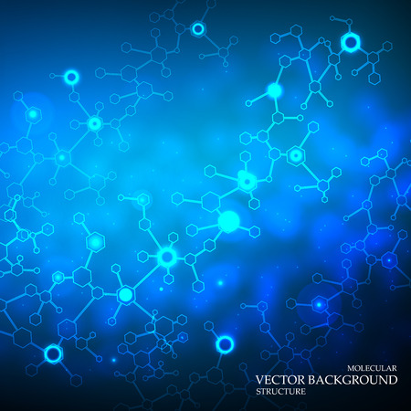 Structure molecule and communication Dna, atom, neurons. Science concept for your design. Connected lines with dots. Medical, technology, chemistry, science background. Vector illustration.のイラスト素材