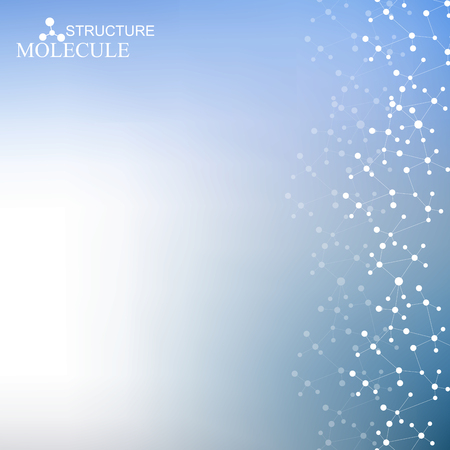 Structure molecule and communication Dna, atom, neurons. Science concept for your design. Connected lines with dots. Medical, technology, chemistry, science background. Vector illustrationのイラスト素材