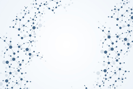 Structure molecule and communication. Dna, atom, neurons. Scientific concept for your design. Connected lines with dots. Medical, technology, chemistry, science background. Vector illustrationのイラスト素材