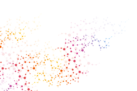 Structure molecule and communication. Dna, atom, neurons. Scientific concept for your design. Connected lines with dots. Medical, technology, chemistry, science background. Vector illustration.のイラスト素材