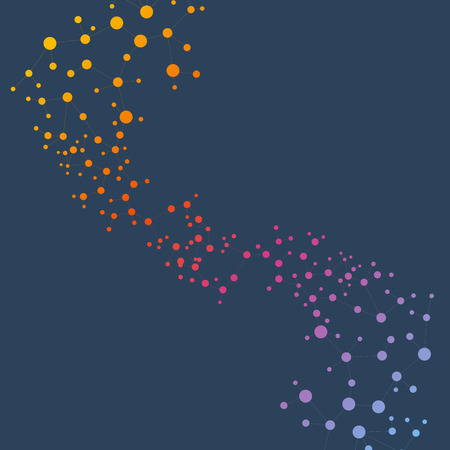 Structure molecule and communication. Dna, atom, neurons. Scientific concept for your design. Connected lines with dots. Medical, technology, chemistry, science background. Vector illustration.のイラスト素材