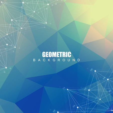 Geometric abstract background with connected line and dots. Structure molecule and communication. Scientific concept for your design.のイラスト素材