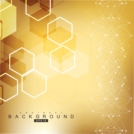 Geometric abstract pattern with connected line and dots. Scientific concept for your design. Vector illustrationのイラスト素材