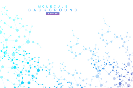 Structure molecule and communication. Dna, atom, neurons. Scientific concept for your design. Connected lines with dots. Medical, technology, chemistry, science background. Vector illustration.のイラスト素材